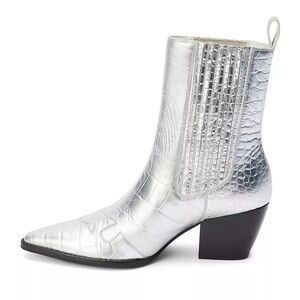 Matisse Silver Croc-Embossed Heeled Boots